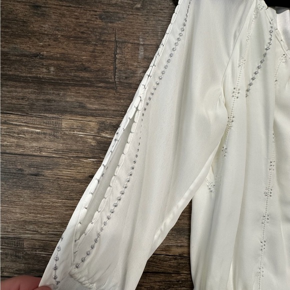 White House Black Market Cream White Off-the-Shoulder Bishop Sleeve Sundress - Picture 14 of 16